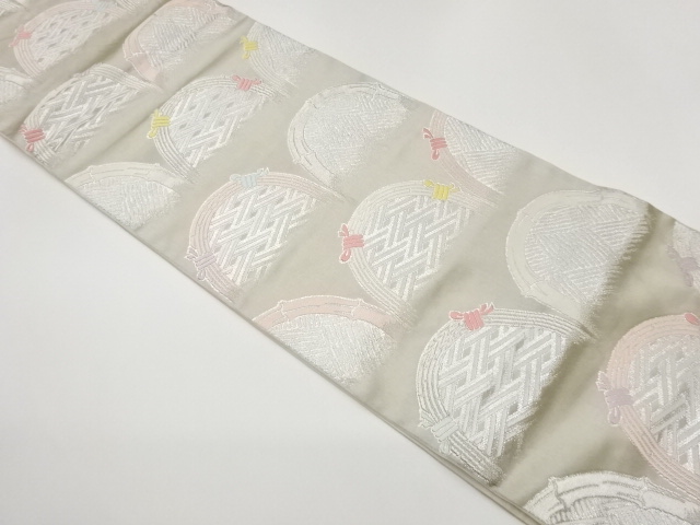 光悦垣に格子模様織出し袋帯